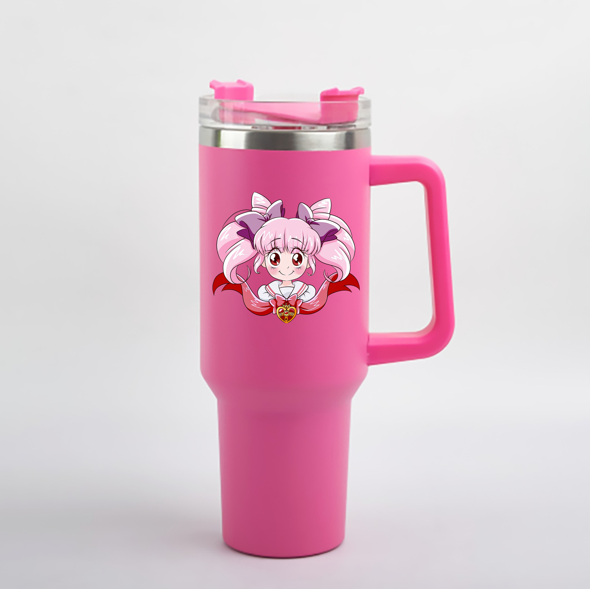 （画像用） 美少女戦士セーラームーン ちびうさ Sailor Moon Chibiusa Tsukino Usagi Small Lady Serenity 1200mL車用タンブラー - クリスタルステッカー（プラスチックストロー付き）